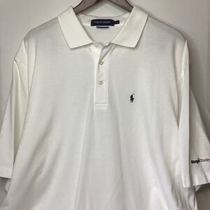 Polo Golf Ralph Lauren Mens White Morgan Stanley Logo‎ Golf Polo Shirt